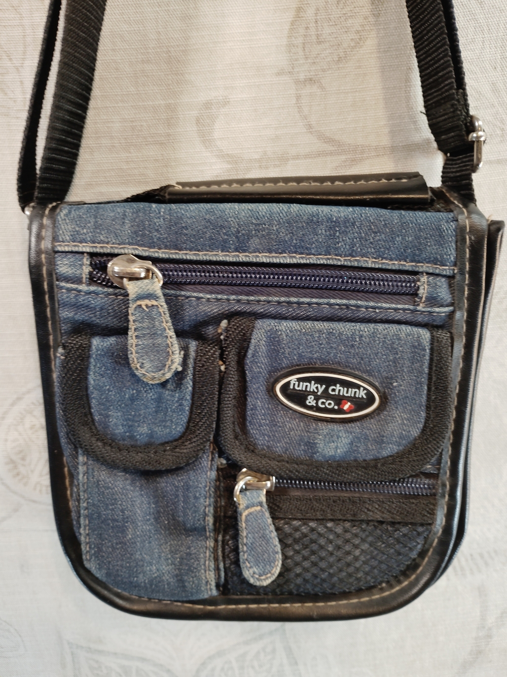 Funky Chunk &Co Denim Crossbody Bag in Blue
